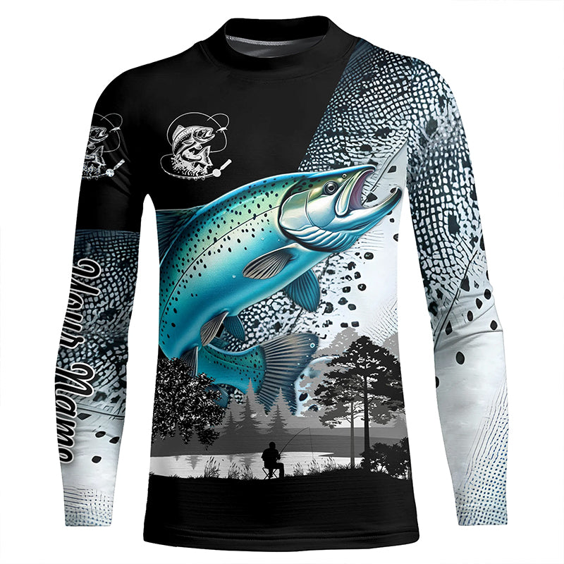 Chinook Salmon (King salmon) fishing scales Custom name fishing shirts jerseys | Kid Long Sleeves NPQ953