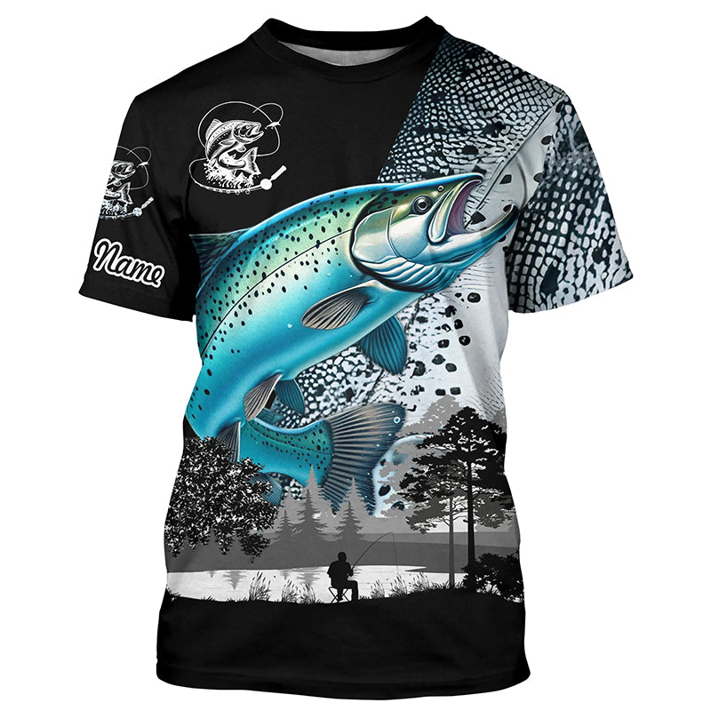 Chinook Salmon (King salmon) fishing scales Custom name fishing shirts jerseys | Tshirt - NPQ953