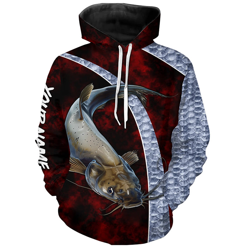 Catfish fishing shirts Customize name 3D All Over Printed fishing hoodie NPQ377