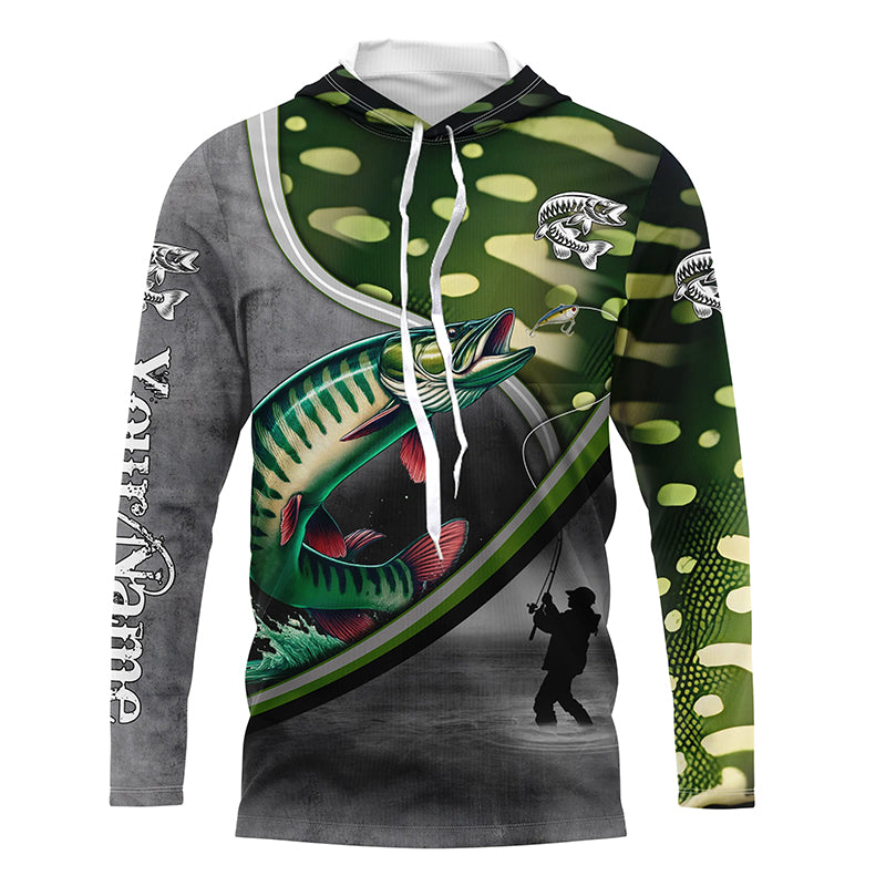 Musky muskellunge fishing scales muskie fishing shirts, custom Long sleeve, Long Sleeve Hooded NPQ687