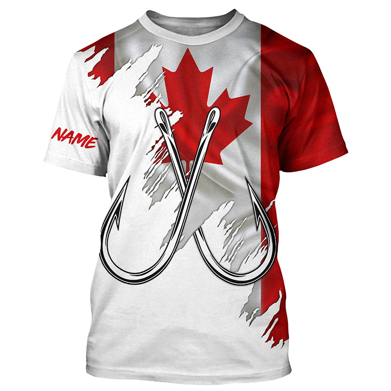 Canadian flag Fishing Fish Hook UV protection custom Patriotic Fishing T-Shirts NQS7973