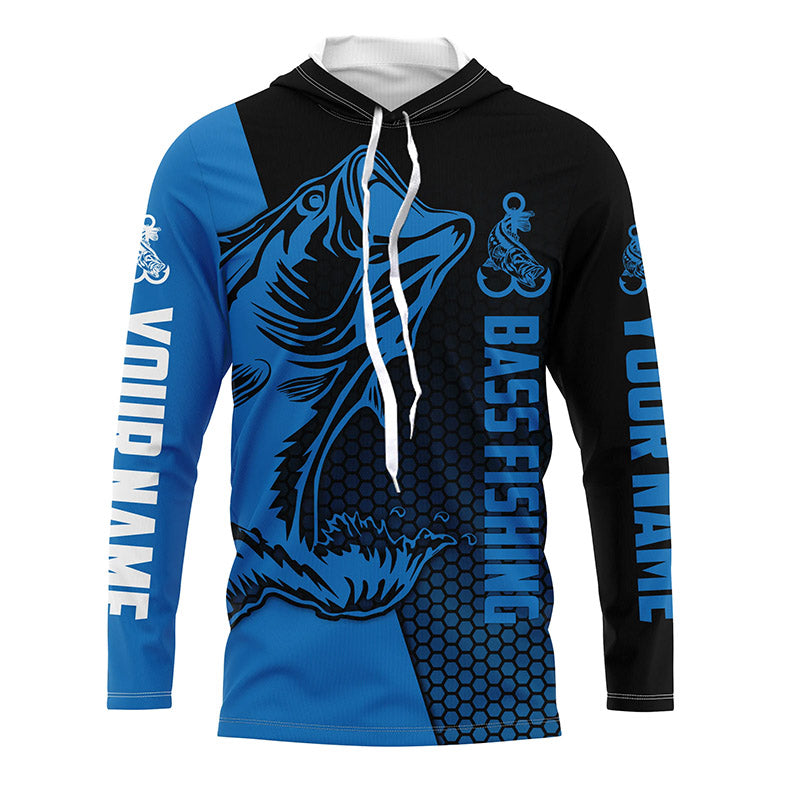 Largemouth Bass fishing UV protection Custom Long sleeve Fishing shirts, Blue Bass tournament jerseys NQS5138