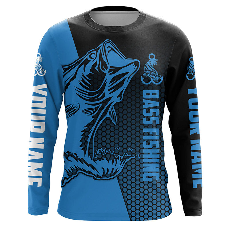 Largemouth Bass fishing UV protection Custom Long sleeve Fishing shirts, Blue Bass tournament jerseys NQS5138