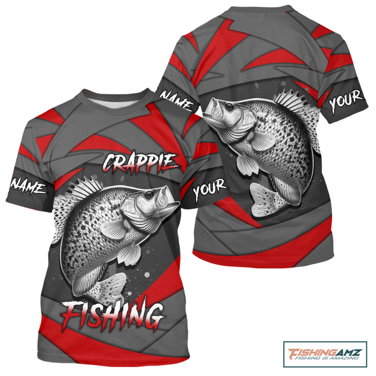 Gray and Red Crappie Fishing Jersey Custom Crappie Fishing T-shirts, fishing gifts NQS10898