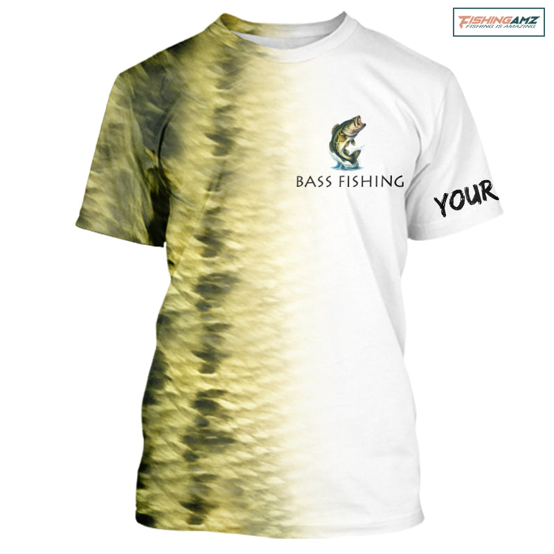 Personalized Green Scales Performance Bass Fishing T-shirt, Bass fishing tournament jersey NQS10238