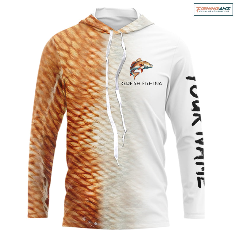 Personalized Red Scales Performance Redfish Long Sleeve Fishing Shirts, Redfish fishing jerseys NQS10239
