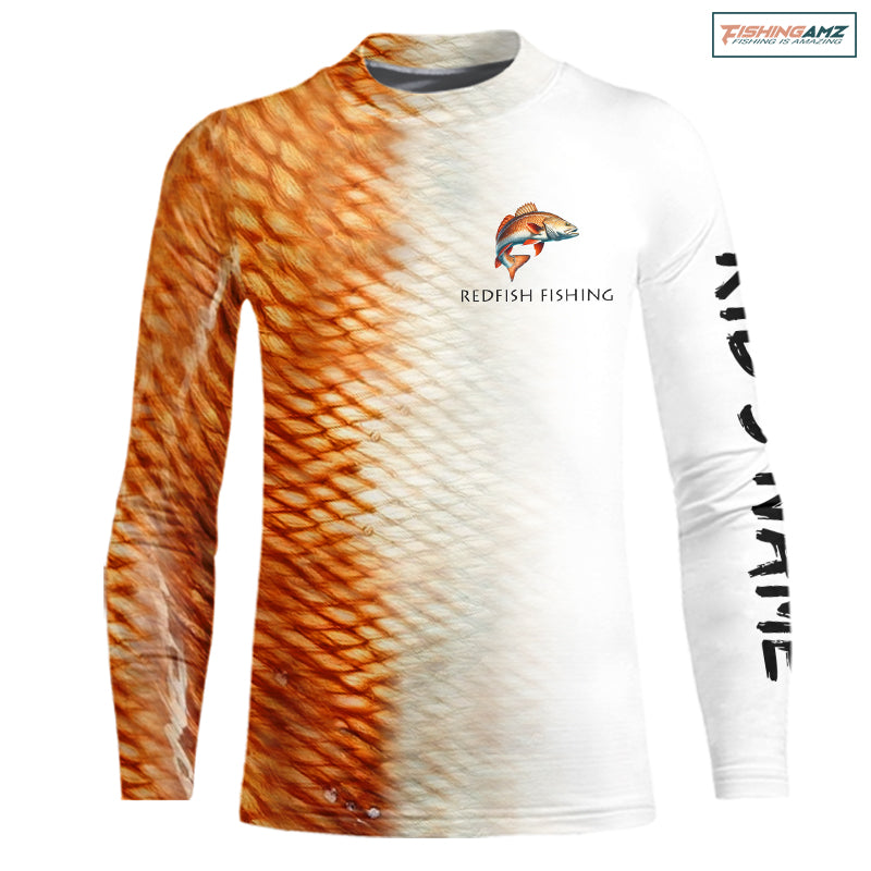 Personalized Red Scales Performance Redfish Kid Long Sleeve Fishing Shirts, Redfish fishing jerseys NQS10239