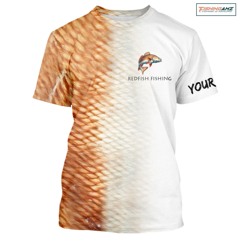 Personalized Red Scales Performance Redfish Fishing T-shirt, Redfish f