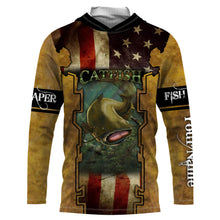Load image into Gallery viewer, Mens Flathead Catfish Fishing American flag UV protection Long sleeves Shirt - Personalized Fishing Gifts SDF1

