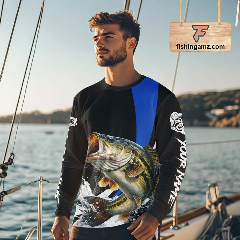 Personalized Bass Fishing Jersey, Bass Fishing Shirt Long Sleeve Fishing Apparel For Men NHT872