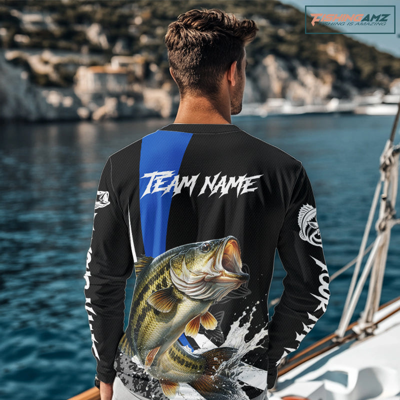 Personalized Bass Fishing Jersey, Bass Fishing Shirt Long Sleeve Fishing Apparel For Men NHT872