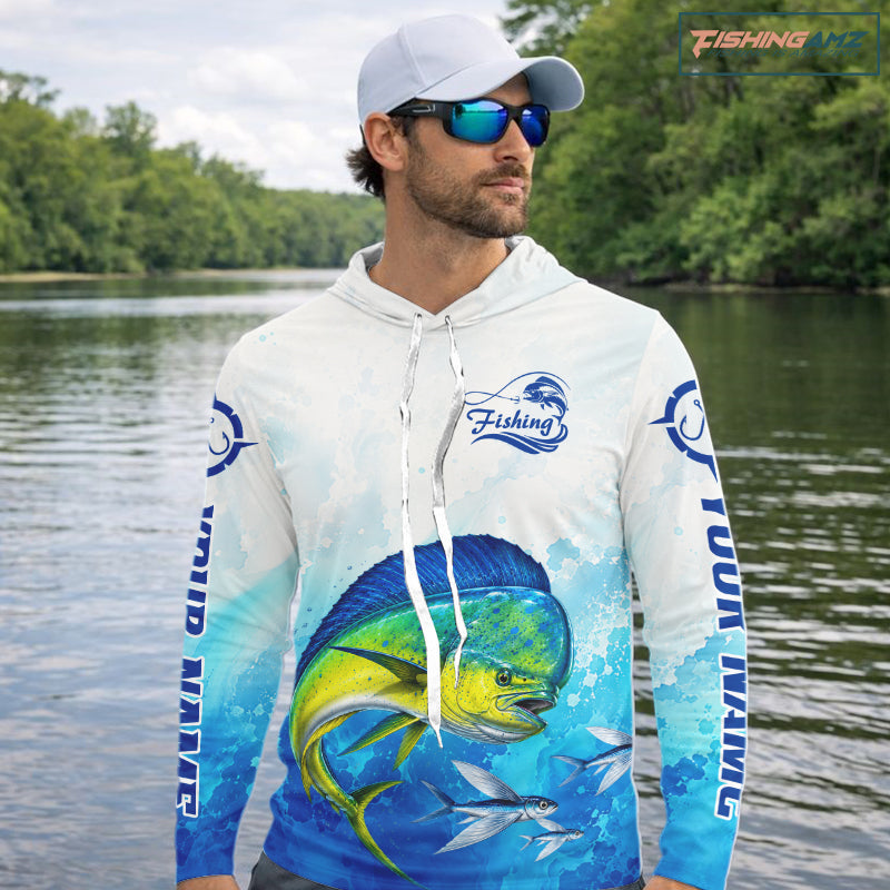 Mahi Mahi Fishing Long Sleeve Hooded Gift For Men Deep Sea Saltwater Angler Ocean Adventure 