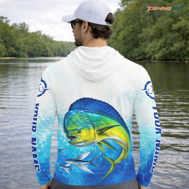 Mahi Mahi Fishing Long Sleeve Hooded Gift For Men Deep Sea Saltwater Angler Ocean Adventure 