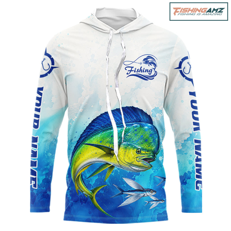 Mahi Mahi Fishing Long Sleeve Hooded Gift For Men Deep Sea Saltwater Angler Ocean Adventure 