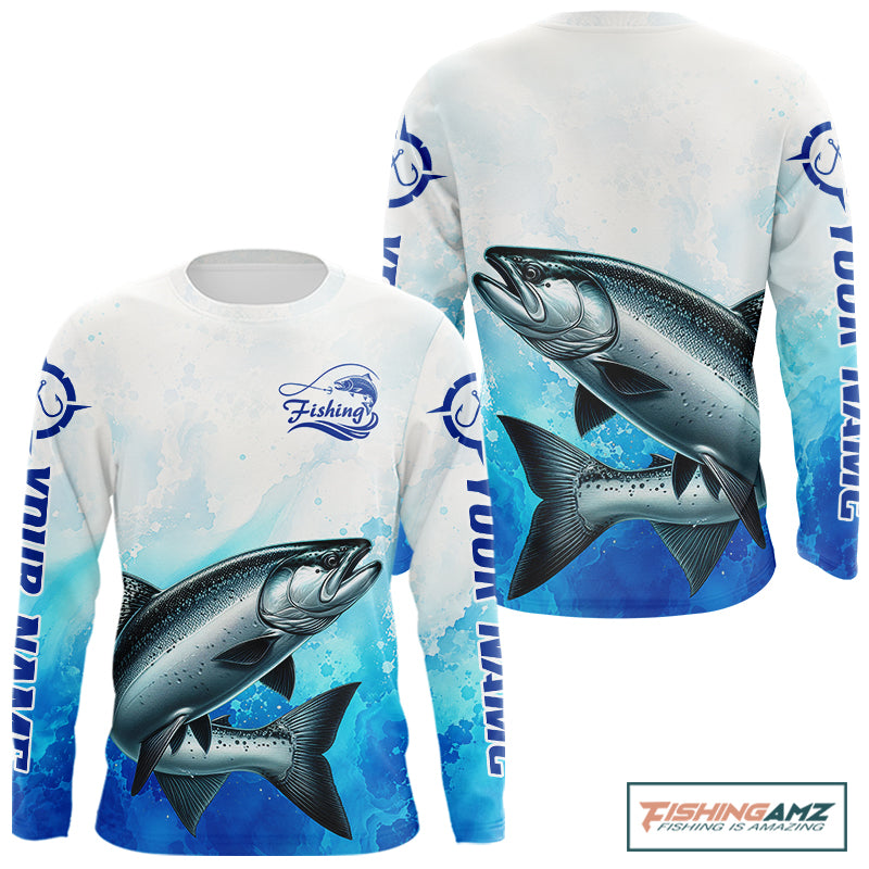 Chinook Salmon Fishing Long Sleeve Gift For Men Deep Sea Saltwater Angler Ocean Adventure 