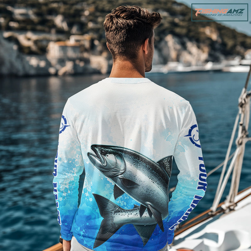 Chinook Salmon Fishing Long Sleeve Gift For Men Deep Sea Saltwater Angler Ocean Adventure 