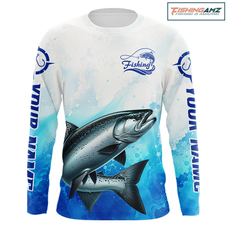 Chinook Salmon Fishing Long Sleeve Gift For Men Deep Sea Saltwater Angler Ocean Adventure 