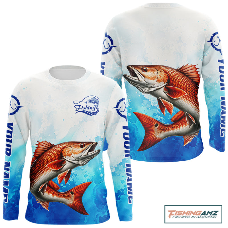 Redfish Fishing Long Sleeve Gift For Men Deep Sea Saltwater Angler Ocean Adventure 