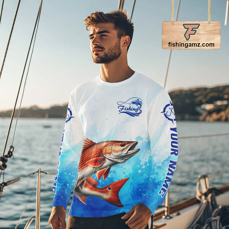 Redfish Fishing Long Sleeve Gift For Men Deep Sea Saltwater Angler Ocean Adventure 