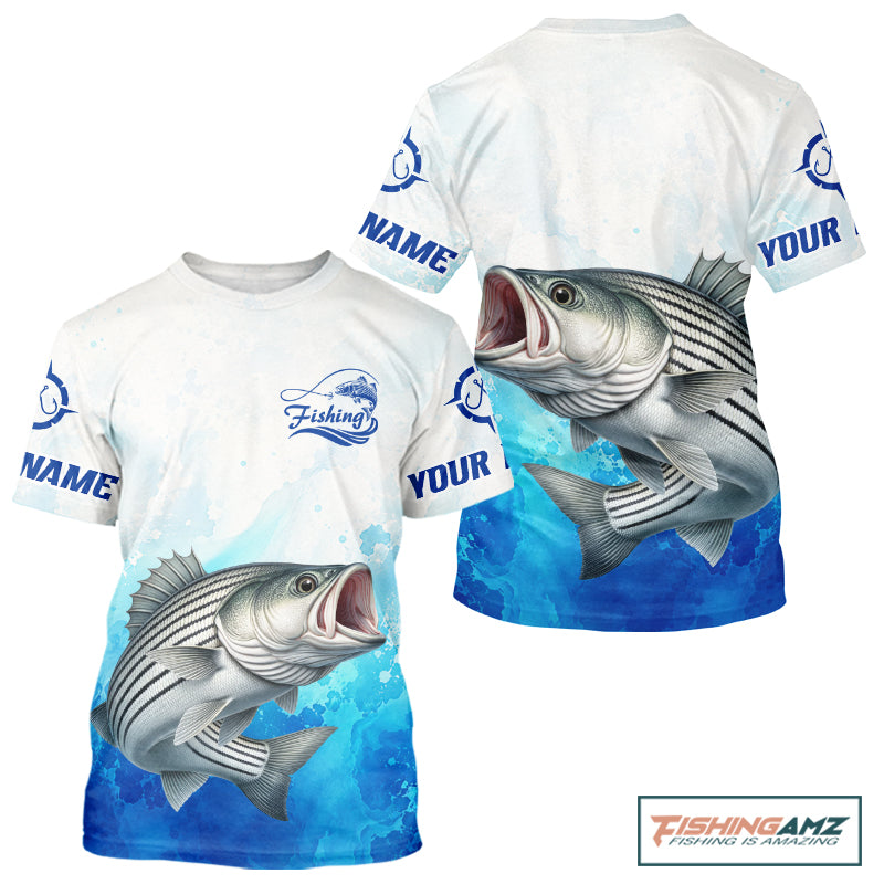 Striped Bass Fishing T-Shirts Gift For Men Deep Sea Saltwater Angler Ocean Adventure 
