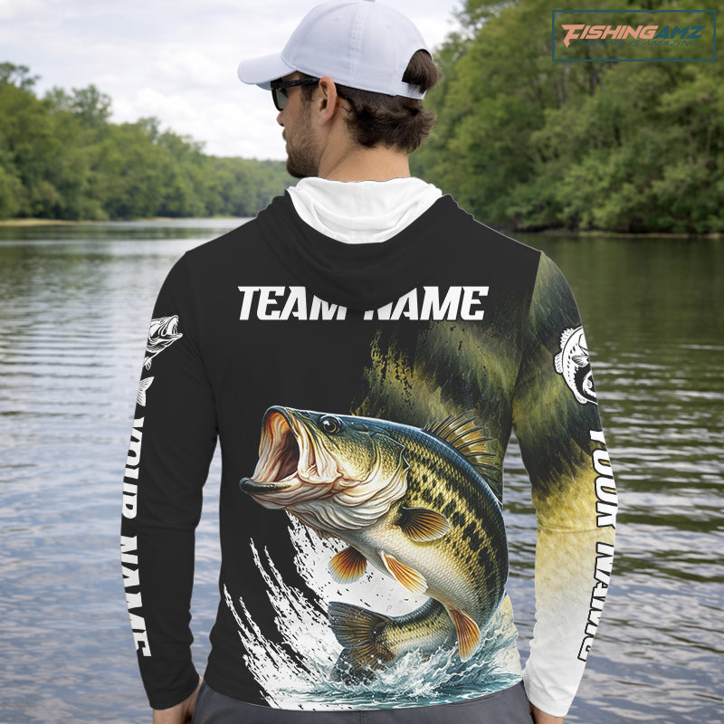 Largemouth Bass Fishing Shirts Long Sleeve Hooded For Men, Beautiful Bass Fishing Shirts  NHT529