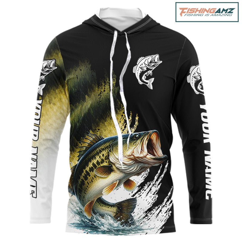 Largemouth Bass Fishing Shirts Long Sleeve Hooded For Men, Beautiful Bass Fishing Shirts  NHT529