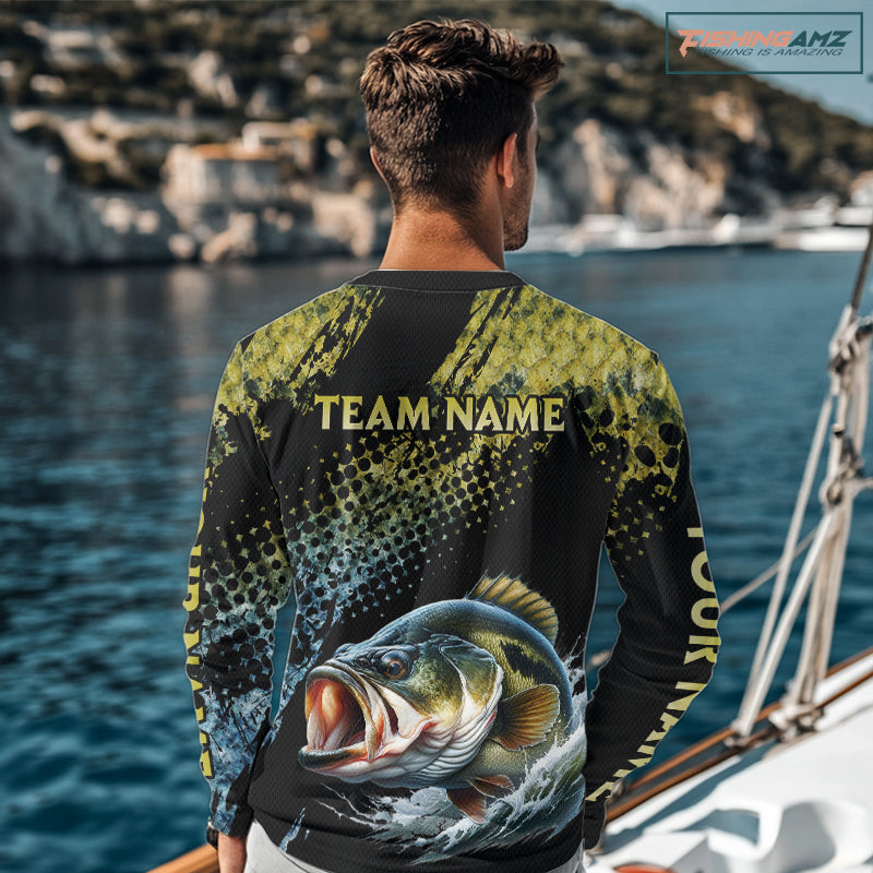 Bass Fishing Shirts Long Sleeve Sport Style Personalized Name, Team Name  NHT401