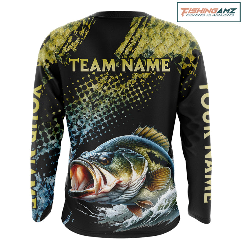 Bass Fishing Shirts Long Sleeve Sport Style Personalized Name, Team Name  NHT401