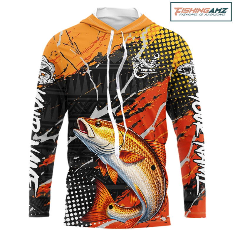 Personalized Redfish Fishing Jerseys, Red Drum Saltwater Tournament Fishing Shirts  NHT464