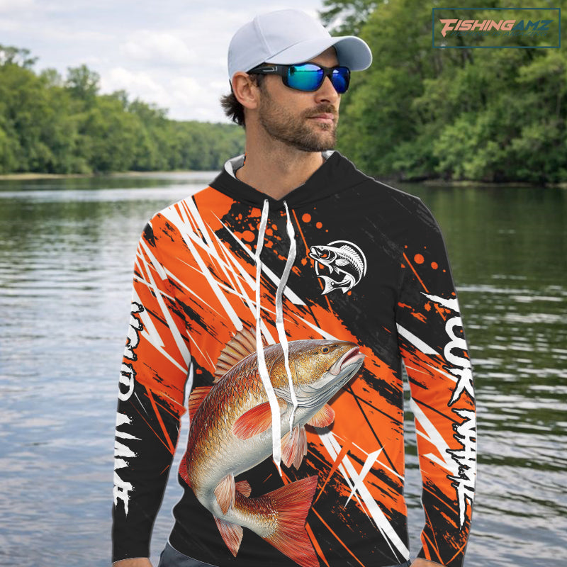Personalized Redfish Fishing Tournament , Red Drum Saltwater Fishing Shirts Long Sleeve NHT467