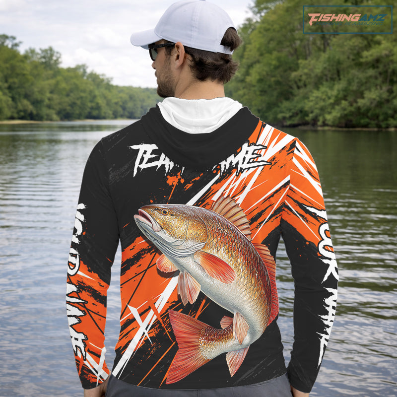 Personalized Redfish Fishing Tournament , Red Drum Saltwater Fishing Shirts Long Sleeve NHT467