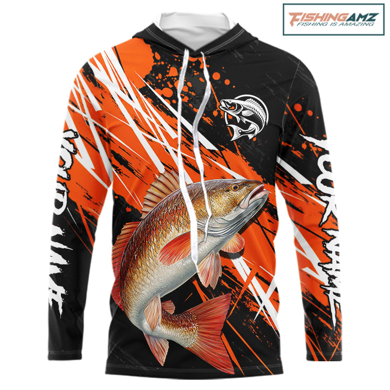 Personalized Redfish Fishing Tournament , Red Drum Saltwater Fishing Shirts Long Sleeve NHT467