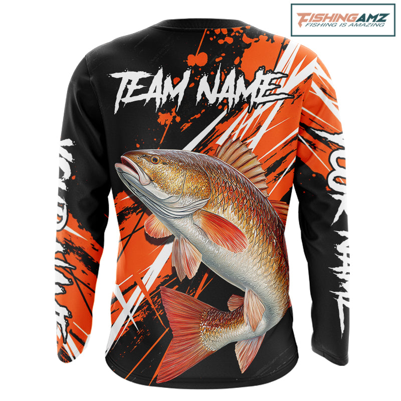 Personalized Redfish Fishing Tournament, Red Drum Saltwater Fishing Shirts Long Sleeve NHT467