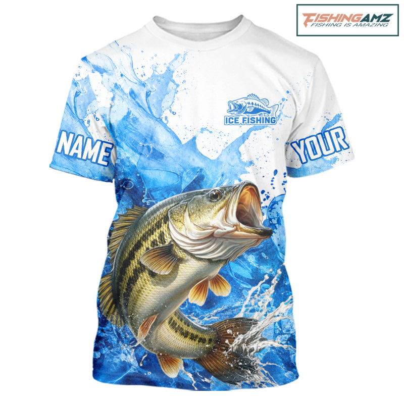 Bass Fishing Shirts Short Sleeve, Ice Fishing Shirt For Men, Largemouth Bass Fishing Apparel NHT1383
