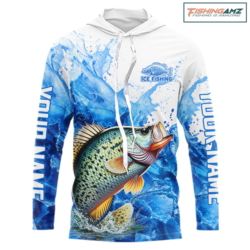 Crappie Fishing Shirts Hooded, Ice Fishing Long Sleeve Shirt For Men, Crappie Fishing Apparel NHT1384