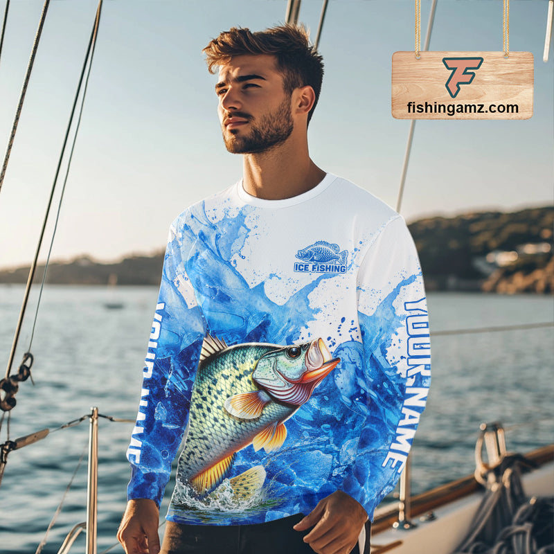 Crappie Fishing Shirt, Ice Fishing Long Sleeve Shirt For Men, Crappie Fishing Apparel NHT1384