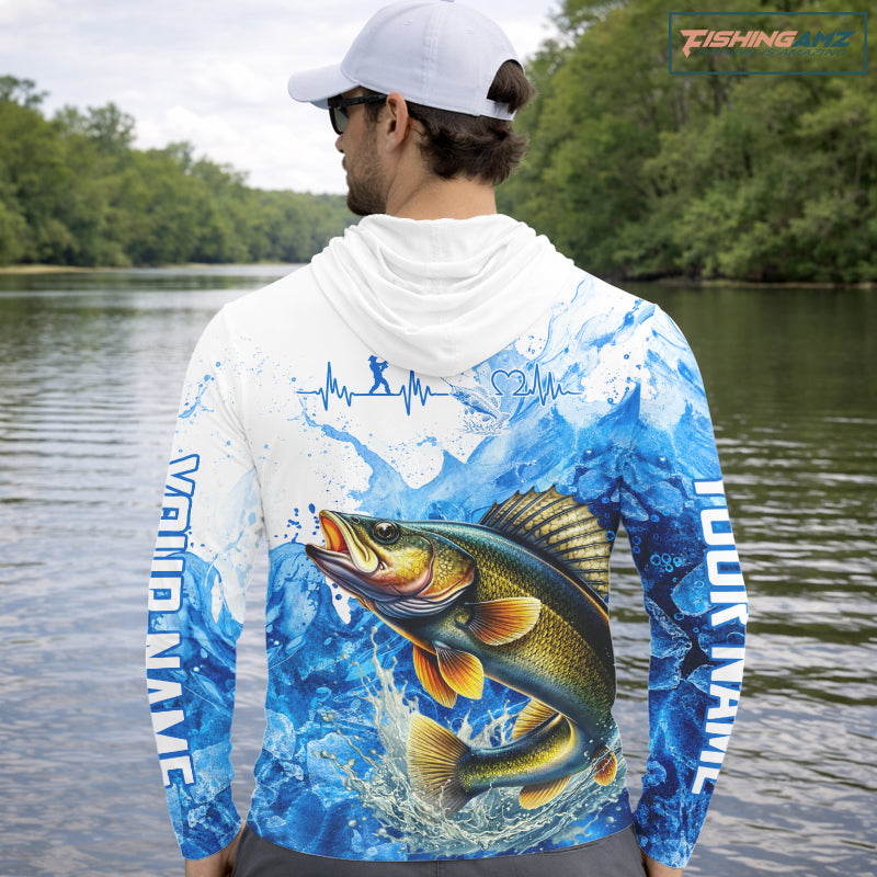 Walleye Fishing Shirts Hooded, Ice Fishing Long Sleeve Shirt For Men, Walleye Fishing Apparel NHT1385