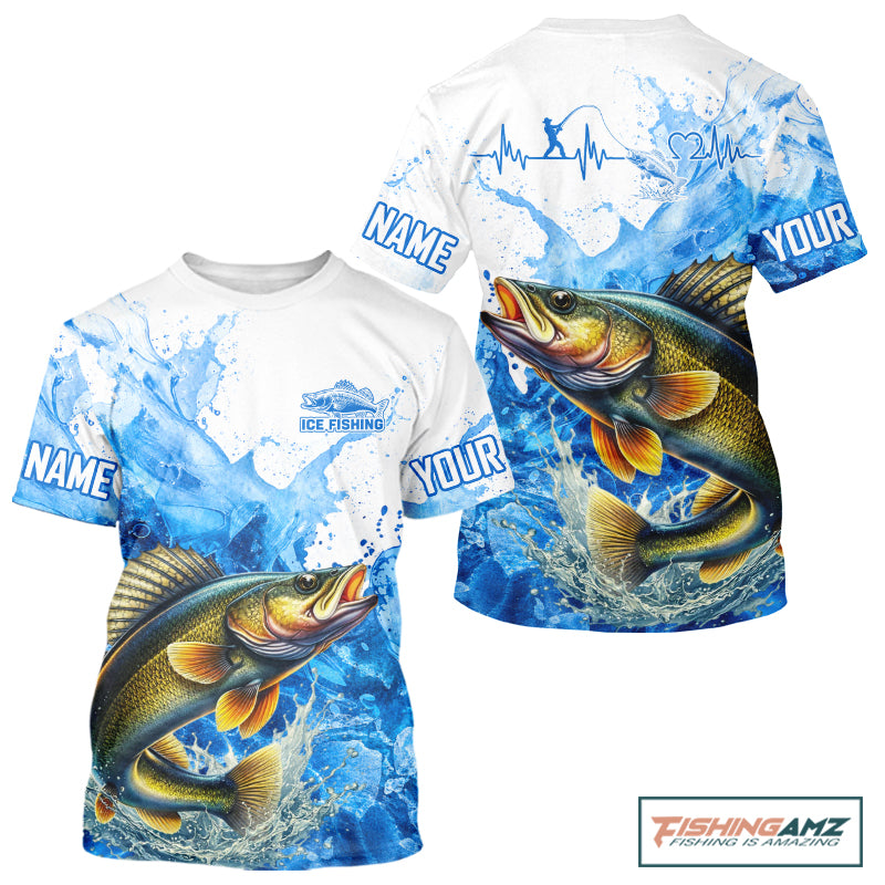 Walleye Fishing Shirts Short Sleeve, Ice Fishing Shirt For Men, Walleye Fishing Apparel NHT1385