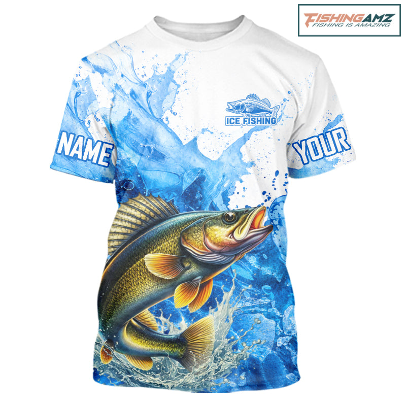 Walleye Fishing Shirts Short Sleeve, Ice Fishing Shirt For Men, Walleye Fishing Apparel NHT1385