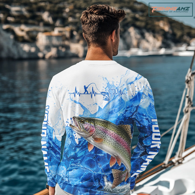 Rainbow Trout Fishing Shirt, Ice Fishing Long Sleeve Shirt For Men, Rainbow Trout Fishing Apparel NHT1386