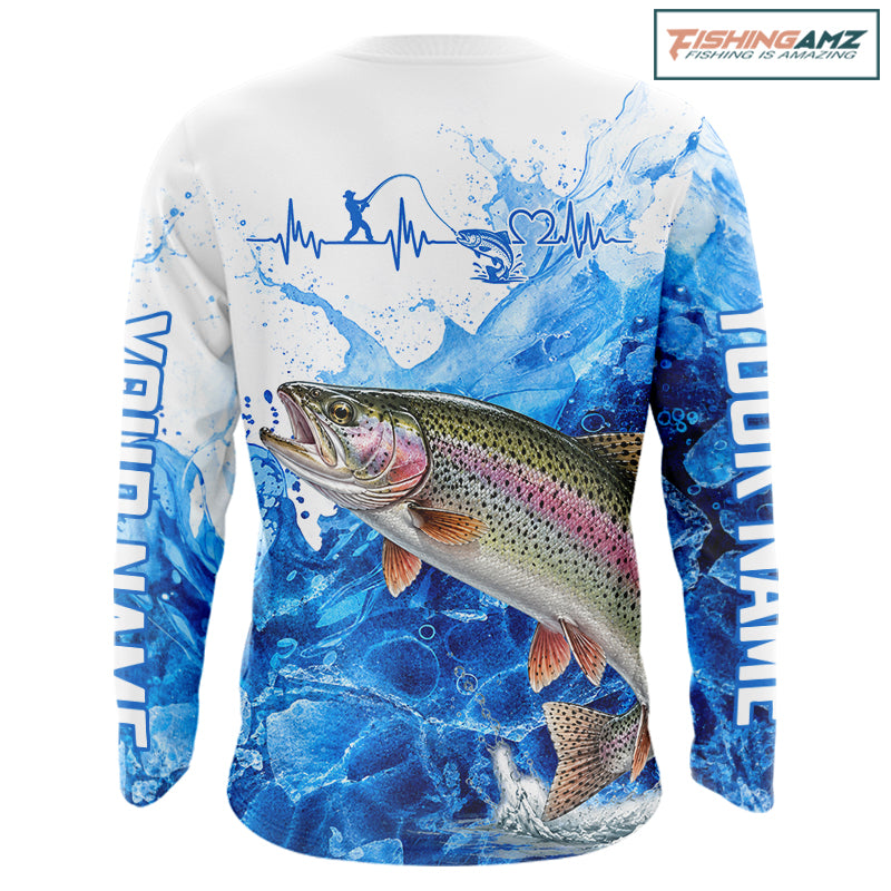 Rainbow Trout Fishing Shirt, Ice Fishing Long Sleeve Shirt For Men, Rainbow Trout Fishing Apparel NHT1386