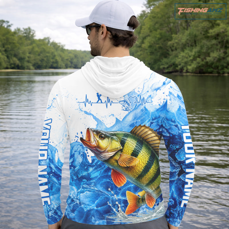 Yellow Perch Fishing Shirts Hooded, Ice Fishing Long Sleeve Shirt For Men, Yellow Perch Fishing Apparel NHT1387