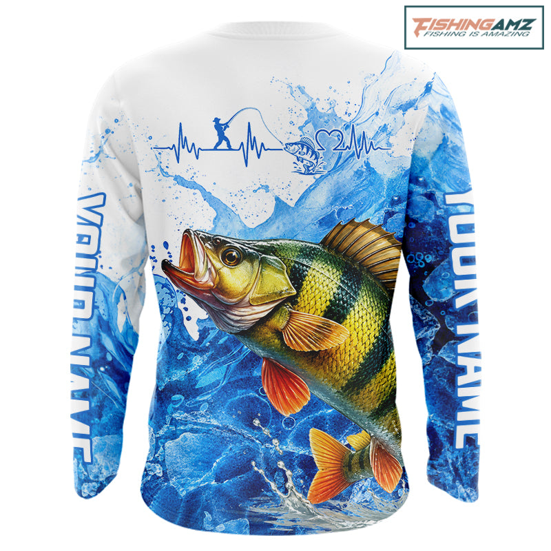 Yellow Perch Fishing Shirt, Ice Fishing Long Sleeve Shirt For Men, Yellow Perch Fishing Apparel NHT1387
