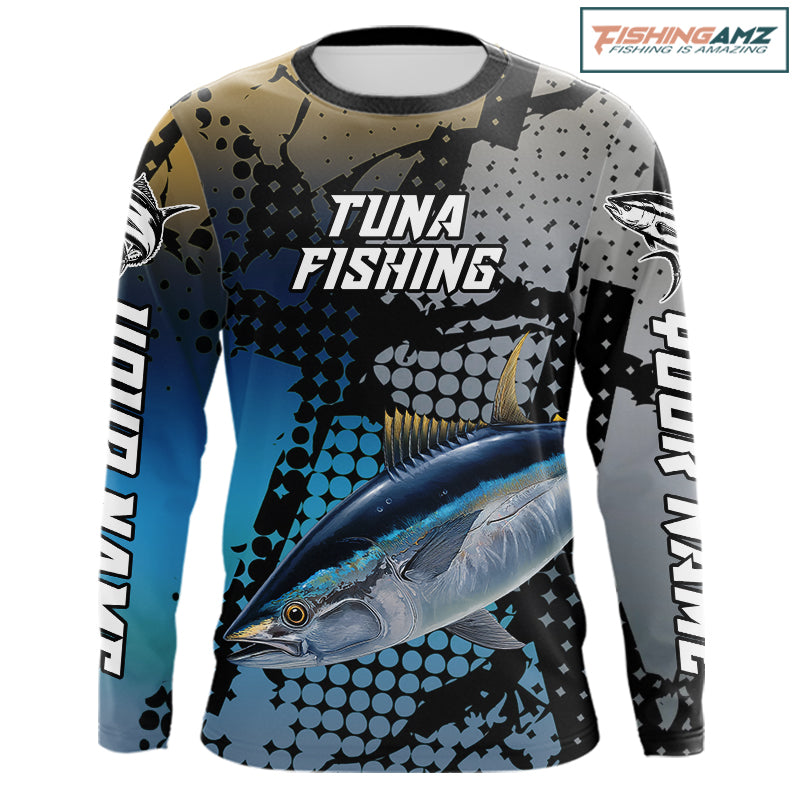 Tuna Fishing Shirt Blue Camo Custom Name, Tuna Fishing Team Jerseys NHT476