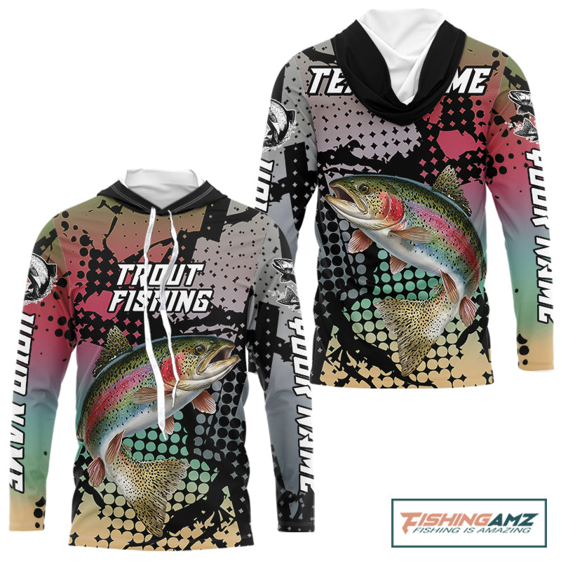 Rainbow Hooded Trout Fishing Shirt Pink Camo Custom Name, Rainbow Trout Fishing Team Jerseys NHT477