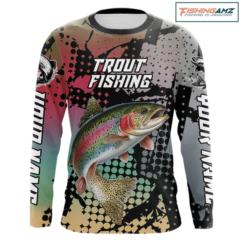 Rainbow Trout Fishing Shirt Pink Camo Custom Name, Rainbow Trout Fishing Team Jerseys NHT477