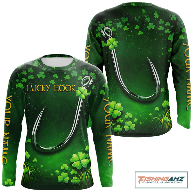 Custom St Patrick's Day Hook Fishing Shirts Long Sleeve, Performance Fishing Shirts NHT424