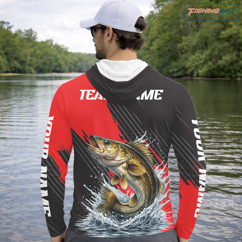 Walleye Fishing Long Sleeve Hooded Tournament Shirts, Personalized Walleye Fishing Jerseys NHT585