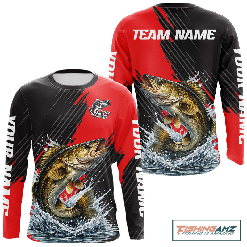 Walleye Fishing Long Sleeve Tournament Shirts, Personalized Walleye Fishing Jerseys NHT585