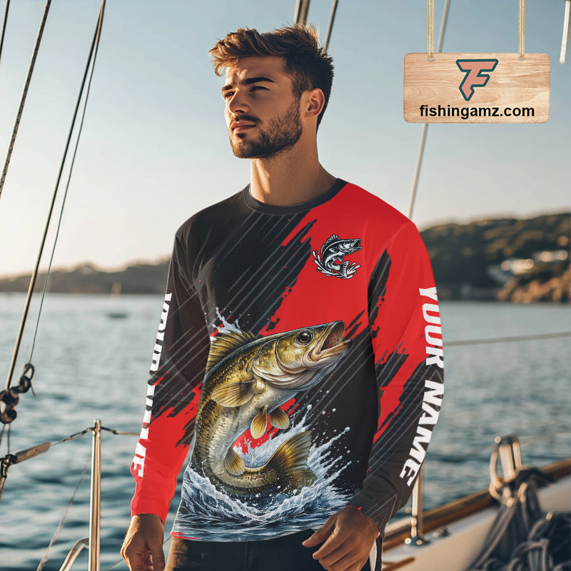Walleye Fishing Long Sleeve Tournament Shirts, Personalized Walleye Fishing Jerseys NHT585